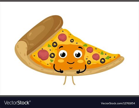 Funny Pizza Slice Isolated Cartoon Character Vector Image On