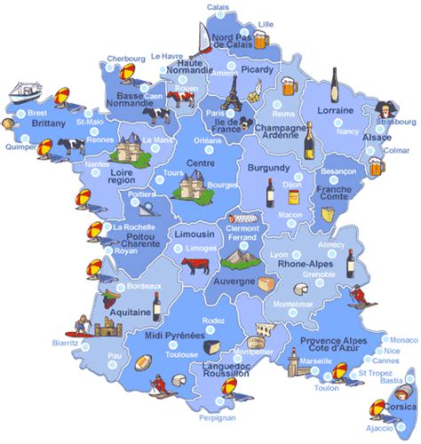 Map Of France With Landmarks Plotted On Locations Places To Go