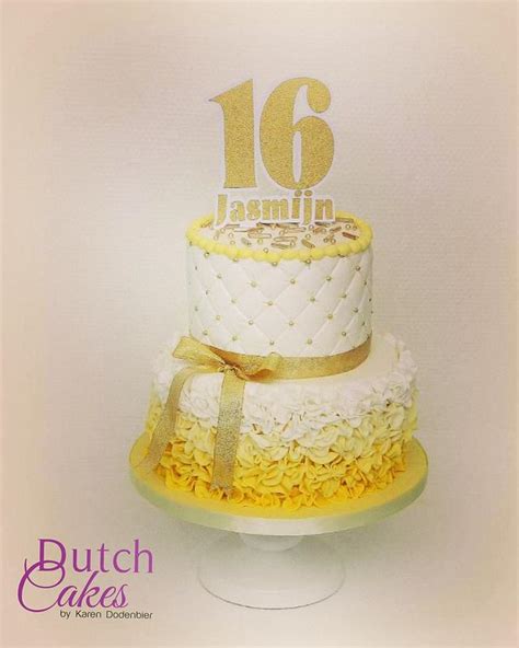 Sweet 16 Yellow Decorated Cake By Karen Dodenbier Cakesdecor