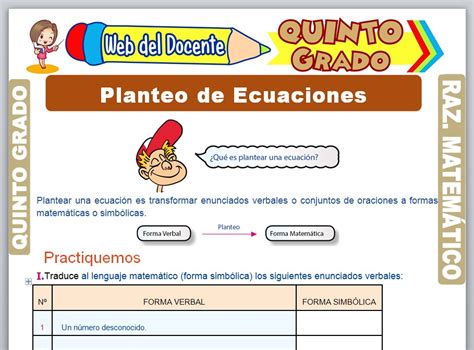 Planteo De Ecuaciones Para Quinto Grado De Primaria Web Del Docente