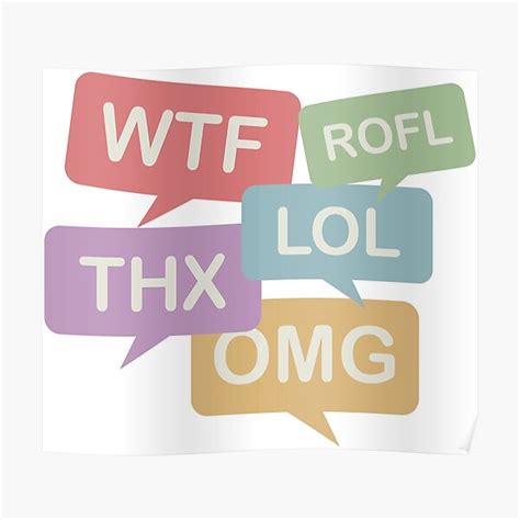 Social Media Wtf Rofl Lol Thx Omg Tee Poster For Sale By Quickkaart