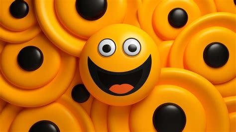 Premium Ai Image A Yellow Smiley Face Surrounded By Black Circles