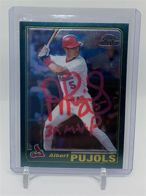 Albert Pujols Autographed 2001 Topps Chrome Rookie Card Sports