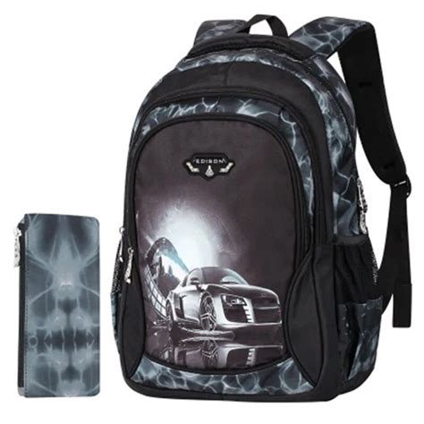 Backpacks For Little Boys Printing Black Cool Car School Bags For Kids