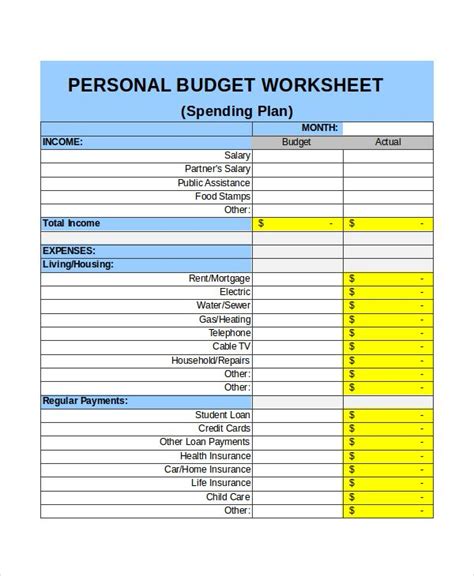 7 Simple Monthly Budget Template Every Last Template