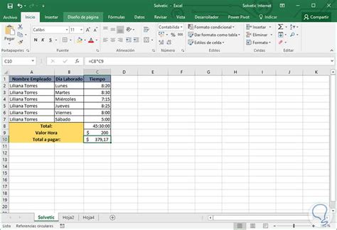 Cómo Multiplicar Horas Por Dinero Excel 2016 Solvetic