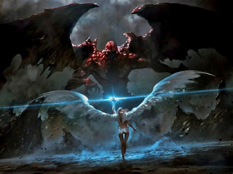 demon and angel battle | Good vs Evil Angel | Arte de anjo, Fantasy