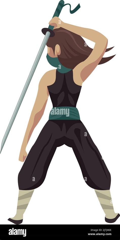 Female Ninja Warrior With Sword Stock Vector Image And Art Alamy