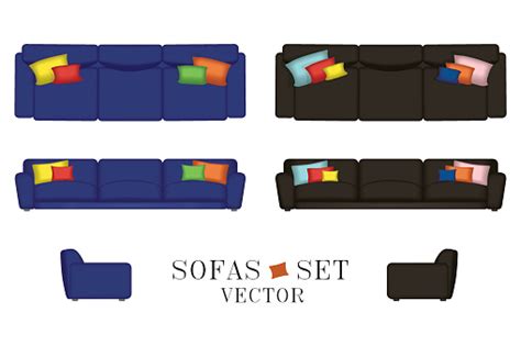 Sofas Set Furniture For Your Interior Design Vector Illustration Top