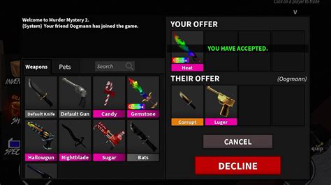 roblox mm2 trading c heat for corrupt set youtube