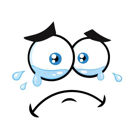 Crying Cartoon Square Emoticons With Tears And Expression Stock Vector