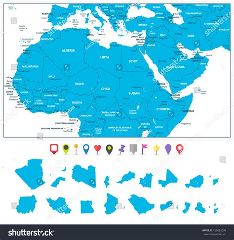 Highly Detailed Political Map Northern Africa Stock Vector Royalty