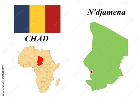 Republic Of Chad Capital Of Ndjamena Flag Of Chad Map Of The