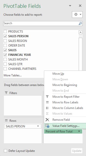 Excel Pivot Table Percentage Of Row Total MyExcelOnline