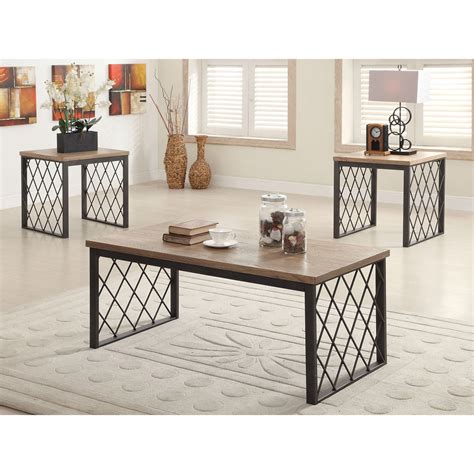 Acme Furniture Catalina Light Oak And Gray 3 Piece Coffee And End Table