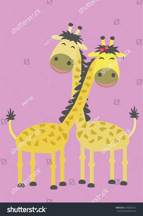 Vector Cute Cartoon Giraffe Male Female Stock Vector Royalty Free