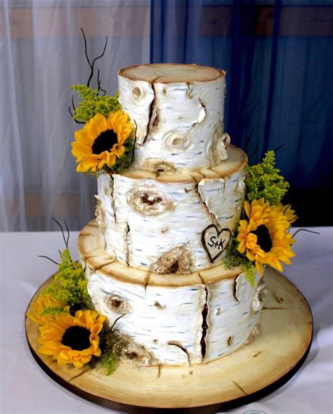 Pin By Caylee Burkhalter On Cakes Sunflower Wedding Cake Rustic