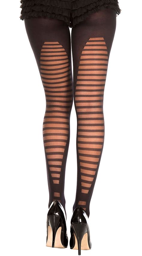 horizontal striped spandex tights sexy sheer stockings