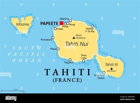 Tahiti French Polynesia Political Map Largest Island Of The Windward