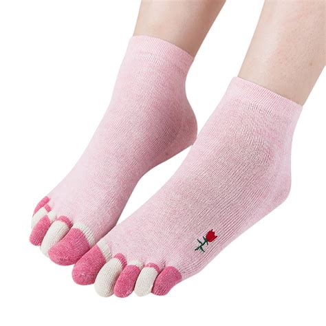 New Design Women Thick Print Flower Multicolor Toe Socks Five Finger Socks Warmer Cotton Socks