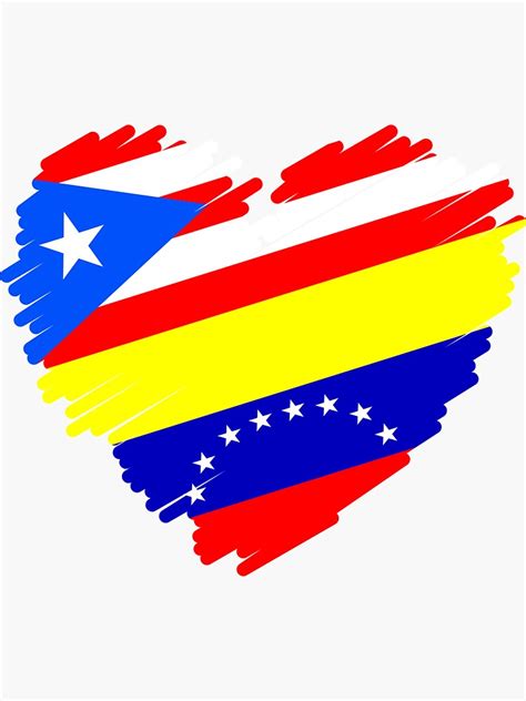 Pegatina Banderas De Corazón De Puerto Rico Venezuela De Inkedtee Redbubble