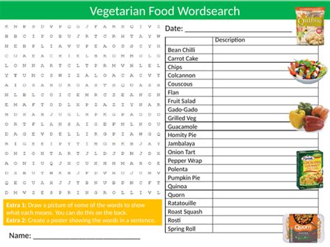 Vegetarian Foods Wordsearch Sheet Starter Activity Keywords Cover