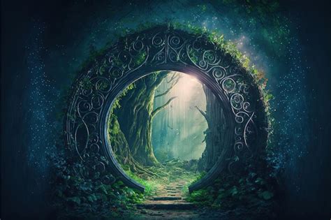 Premium Photo Fantasy Magic Portal A Portal In The Elven Forest To