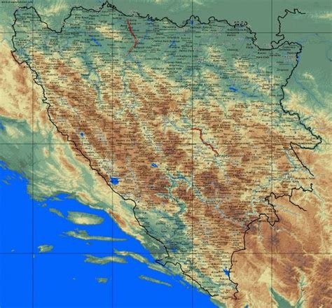 Large Detailed Relief Map Of Bosnia And Herzegovina Bosnia And