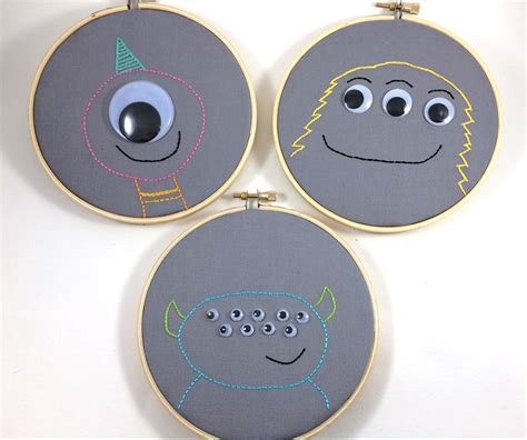 Googly Eye Monster Embroidery