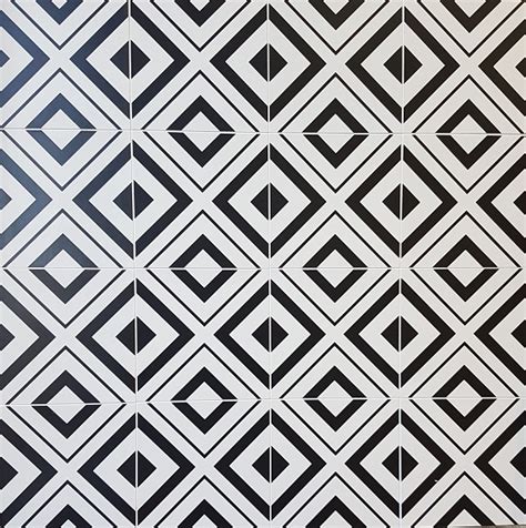 Black And White Diamonds And Boxes Patterned Tile