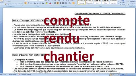 Compte Rendu De Chantier Word Cours Génie Civil Outils Livres