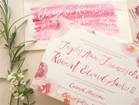 Pink Floral Watercolor Wedding Invitations