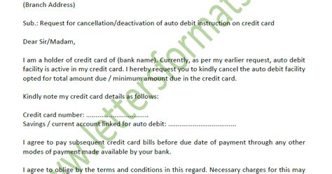 Table of contents the right way to cancel a credit card can you remove a canceled card from your credit report? Cancellation Letter for Credit Card Auto Debit Instruction Sample