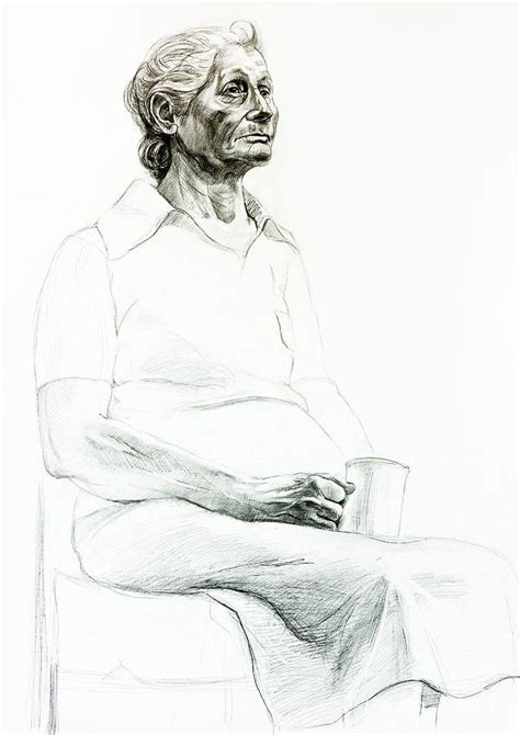 Portrait Of A Senior Woman By Ivailo Nikolov Drawing By Boyan Dimitrov