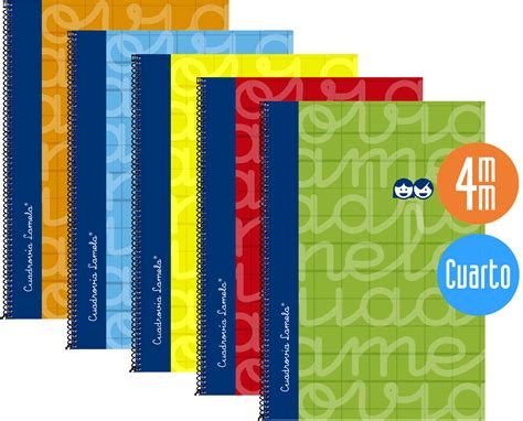 Cuaderno Espiral Cuarto 80 Hojas Cubierta Extra Dura 5 Colores