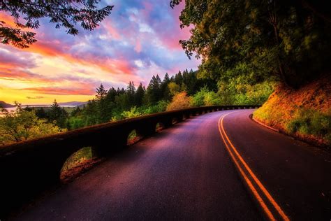 Road Landscape Sunset Wallpaper Photos