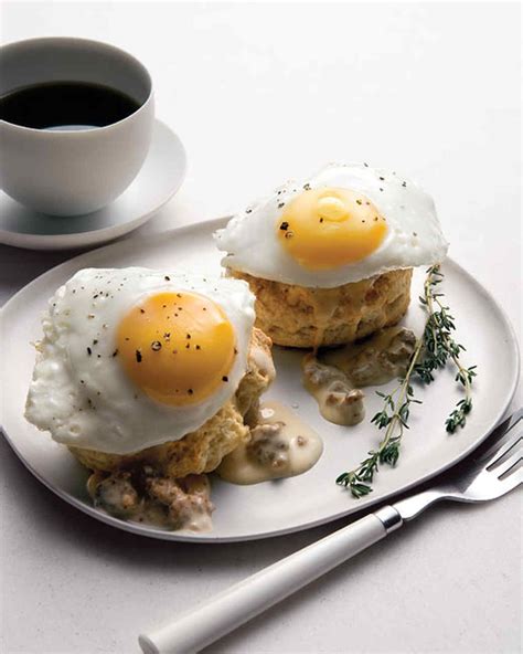 Southern Fried Eggs Over Buttermilk Biscuits With Sausage Gravy Recipe