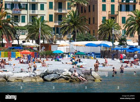 Beach And Hotels In Santa Margherita Ligure On The Italian Riviera