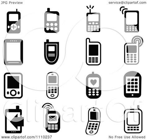 Clipart Black And White Cell Phone Icons Royalty Free