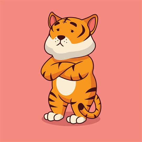 Cute Tiger Bored Cartoon Illustration 9779686 Vector Art At Vecteezy