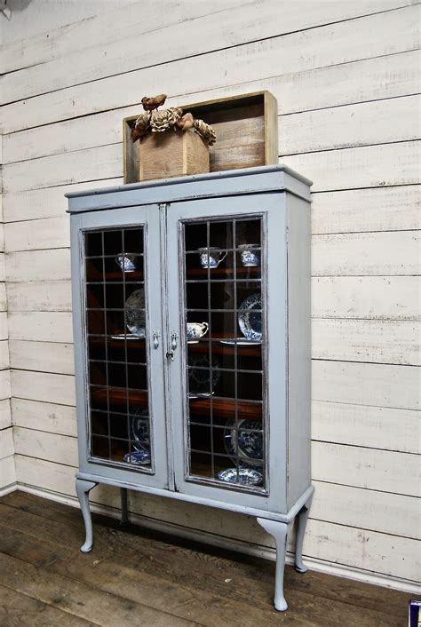 Discover glass display cabinets, glass display case and glass curio cabinets at fgm. Antique painted French blue Glass Door Cabinet with leaded ...