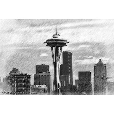 Bandw Sketches Wall Art Print Seattle Skyline Sketched