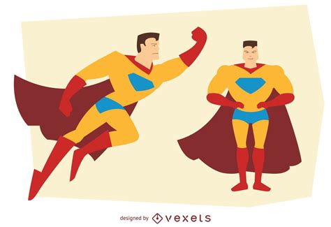 Man Superhero Posing Illustrations Vector Download