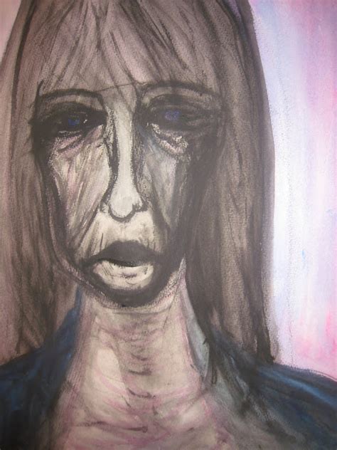 Dibujos Y Pinturas De Una Freak Cara De Mujer Triste Con Los Ojos Azules