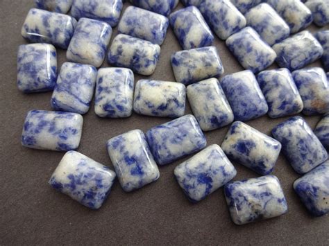 X Mm Natural Blue Spot Stone Cabochon Rectangle Gemstone Cabochon