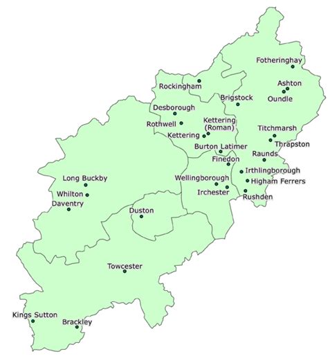 Northamptonshire Map Color 2018