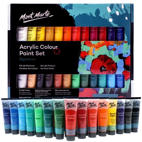 Buy Mont Marte Acrylic Paint Set 24 Colours 36ml Perfect For Canvas