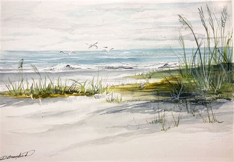 Watercolor Beach Coastal Seashore Original Painting Seaside Etsy