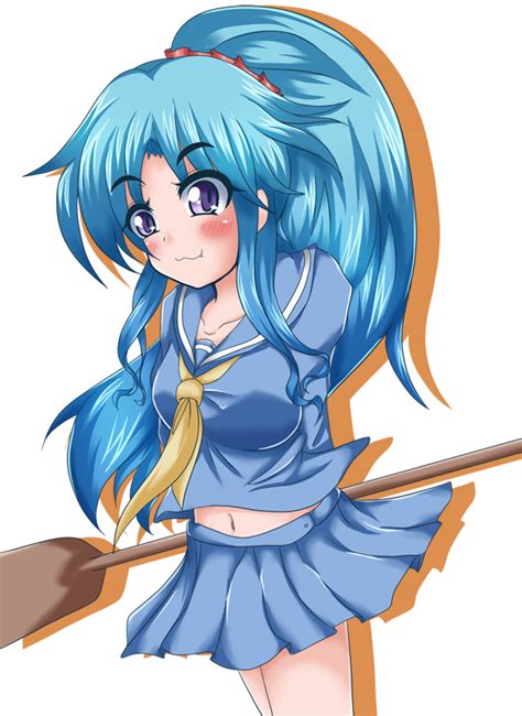Safebooru 3 Arms Behind Arms Behind Back Blue Hair Blush Botan Yu Yu Hakusho Female