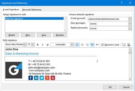 How to create and set up an email signature in Outlook 2019?
